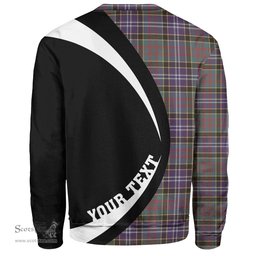 ScotsTee Shop Scottish Paisley Drennan (Drennan Drennan) Weathered Clan Crest Personalized Tartan Sweatshirt Circle Style Back Shirt with Your Text