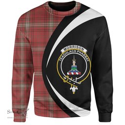 ScotsTee Shop Scottish Morrison Weathered Clan Crest Personalized Tartan Sweatshirt Circle Style Back Shirt with Your Text