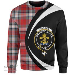 ScotsTee Shop Scottish Warden Modern Clan Crest Personalized Tartan Sweatshirt Circle Style Back Shirt with Your Text