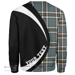 ScotsTee Shop Scottish Thomson Blue (MacThomas Blue Thompson Dress) Weathered Clan Crest Personalized Tartan Sweatshirt Circle Style Back Shirt with Your Text