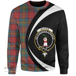 ScotsTee Shop Scottish Oliver Ancient Clan Crest Personalized Tartan Sweatshirt Circle Style Back Shirt with Your Text