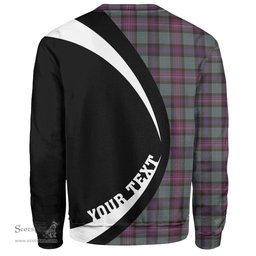 ScotsTee Shop Scottish Rankin (Dalgliesh) Weathered Clan Crest Personalized Tartan Sweatshirt Circle Style Back Shirt with Your Text