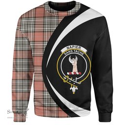 ScotsTee Shop Scottish Napier Rose Weathered Clan Crest Personalized Tartan Sweatshirt Circle Style Back Shirt with Your Text