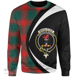 ScotsTee Shop Scottish Middleton Weathered Clan Crest Personalized Tartan Sweatshirt Circle Style Back Shirt with Your Text