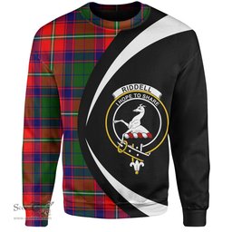 ScotsTee Shop Scottish Riddell Clan Crest Personalized Tartan Sweatshirt Circle Style Back Shirt with Your Text