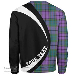ScotsTee Shop Scottish Wardlaw Ancient Clan Crest Personalized Tartan Sweatshirt Circle Style Back Shirt with Your Text