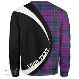 ScotsTee Shop Scottish Wardlaw Modern Clan Crest Personalized Tartan Sweatshirt Circle Style Back Shirt with Your Text