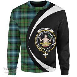 ScotsTee Shop Scottish Urquhart Ancient Clan Crest Personalized Tartan Sweatshirt Circle Style Back Shirt with Your Text