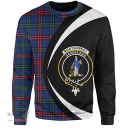 ScotsTee Shop Scottish Montgomery Modern Clan Crest Personalized Tartan Sweatshirt Circle Style Back Shirt with Your Text