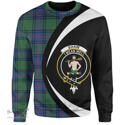 ScotsTee Shop Scottish Shaw Modern Clan Crest Personalized Tartan Sweatshirt Circle Style Back Shirt with Your Text