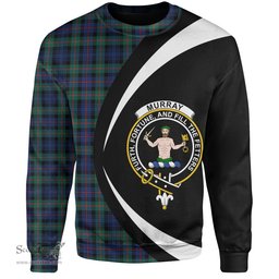 ScotsTee Shop Scottish Murray of Atholl (Murray) Modern Clan Crest Personalized Tartan Sweatshirt Circle Style Back Shirt with Your Text