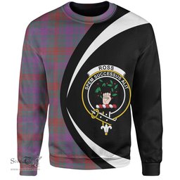 ScotsTee Shop Scottish Ross (Wilsons) Weathered Clan Crest Personalized Tartan Sweatshirt Circle Style Back Shirt with Your Text