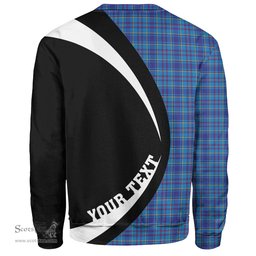 ScotsTee Shop Scottish Mercer Modern Clan Crest Personalized Tartan Sweatshirt Circle Style Back Shirt with Your Text
