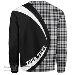 ScotsTee Shop Scottish Scott (Sir Walter) Personal Clan Crest Personalized Tartan Sweatshirt Circle Style Back Shirt with Your Text