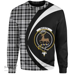 ScotsTee Shop Scottish Scott (Sir Walter) Personal Clan Crest Personalized Tartan Sweatshirt Circle Style Back Shirt with Your Text