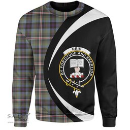 ScotsTee Shop Scottish Reid (Mill City) Weathered Clan Crest Personalized Tartan Sweatshirt Circle Style Back Shirt with Your Text