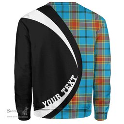 ScotsTee Shop Scottish Traill (Trayle) Weathered Clan Crest Personalized Tartan Sweatshirt Circle Style Back Shirt with Your Text