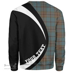 ScotsTee Shop Scottish Strachan Weathered Clan Crest Personalized Tartan Sweatshirt Circle Style Back Shirt with Your Text
