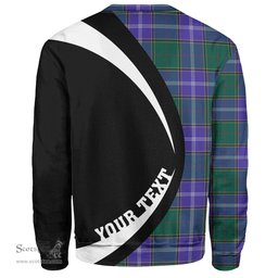 ScotsTee Shop Scottish Pringle Modern Clan Crest Personalized Tartan Sweatshirt Circle Style Back Shirt with Your Text
