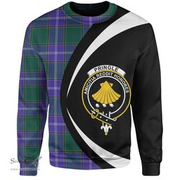 ScotsTee Shop Scottish Pringle Modern Clan Crest Personalized Tartan Sweatshirt Circle Style Back Shirt with Your Text