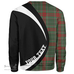 ScotsTee Shop Scottish Ramsay Green Modern Clan Crest Personalized Tartan Sweatshirt Circle Style Back Shirt with Your Text