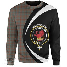 ScotsTee Shop Scottish Moncrieffe of Atholl Weathered Clan Crest Personalized Tartan Sweatshirt Circle Style Back Shirt with Your Text
