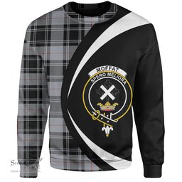 ScotsTee Shop Scottish Moffat Ancient Clan Crest Personalized Tartan Sweatshirt Circle Style Back Shirt with Your Text