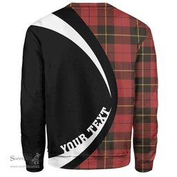 ScotsTee Shop Scottish Wallace (Wallas) Weathered Clan Crest Personalized Tartan Sweatshirt Circle Style Back Shirt with Your Text