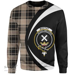 ScotsTee Shop Scottish Moffat Weathered Clan Crest Personalized Tartan Sweatshirt Circle Style Back Shirt with Your Text