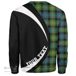 ScotsTee Shop Scottish Watson (Wate Watt) Ancient Clan Crest Personalized Tartan Sweatshirt Circle Style Back Shirt with Your Text
