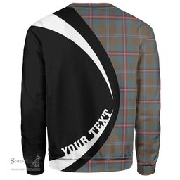 ScotsTee Shop Scottish Young Weathered Clan Crest Personalized Tartan Sweatshirt Circle Style Back Shirt with Your Text