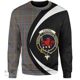 ScotsTee Shop Scottish Young Weathered Clan Crest Personalized Tartan Sweatshirt Circle Style Back Shirt with Your Text