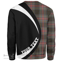 ScotsTee Shop Scottish Stewart Black Weathered Clan Crest Personalized Tartan Sweatshirt Circle Style Back Shirt with Your Text