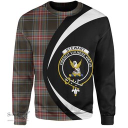 ScotsTee Shop Scottish Stewart Black Weathered Clan Crest Personalized Tartan Sweatshirt Circle Style Back Shirt with Your Text
