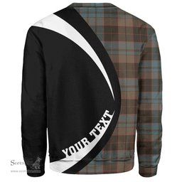 ScotsTee Shop Scottish Stewart Old Weathered Clan Crest Personalized Tartan Sweatshirt Circle Style Back Shirt with Your Text
