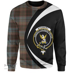 ScotsTee Shop Scottish Stewart Old Weathered Clan Crest Personalized Tartan Sweatshirt Circle Style Back Shirt with Your Text
