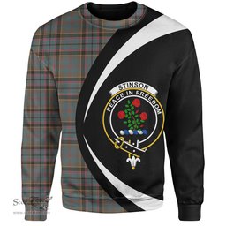 ScotsTee Shop Scottish Stinson (Stephenson Stevenson) Weathered Clan Crest Personalized Tartan Sweatshirt Circle Style Back Shirt with Your Text