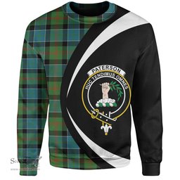 ScotsTee Shop Scottish Paterson Ancient Clan Crest Personalized Tartan Sweatshirt Circle Style Back Shirt with Your Text