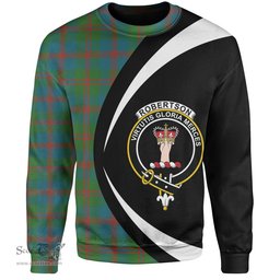 ScotsTee Shop Scottish Robertson of Struan Ancient Clan Crest Personalized Tartan Sweatshirt Circle Style Back Shirt with Your Text