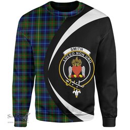 ScotsTee Shop Scottish Smith Modern Clan Crest Personalized Tartan Sweatshirt Circle Style Back Shirt with Your Text