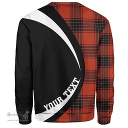 ScotsTee Shop Scottish Wemyss Ancient Clan Crest Personalized Tartan Sweatshirt Circle Style Back Shirt with Your Text