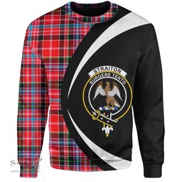 ScotsTee Shop Scottish Straiton Clan Crest Personalized Tartan Sweatshirt Circle Style Back Shirt with Your Text