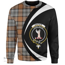 ScotsTee Shop Scottish Napier Rose Modern Clan Crest Personalized Tartan Sweatshirt Circle Style Back Shirt with Your Text