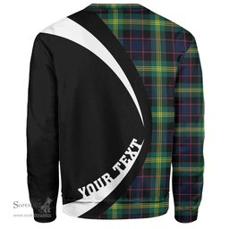 ScotsTee Shop Scottish Watson (Wate Watt) Modern Clan Crest Personalized Tartan Sweatshirt Circle Style Back Shirt with Your Text