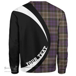 ScotsTee Shop Scottish Scott (Sir Walter) Weathered Clan Crest Personalized Tartan Sweatshirt Circle Style Back Shirt with Your Text
