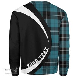 ScotsTee Shop Scottish Ramsay Blue Ancient Clan Crest Personalized Tartan Sweatshirt Circle Style Back Shirt with Your Text