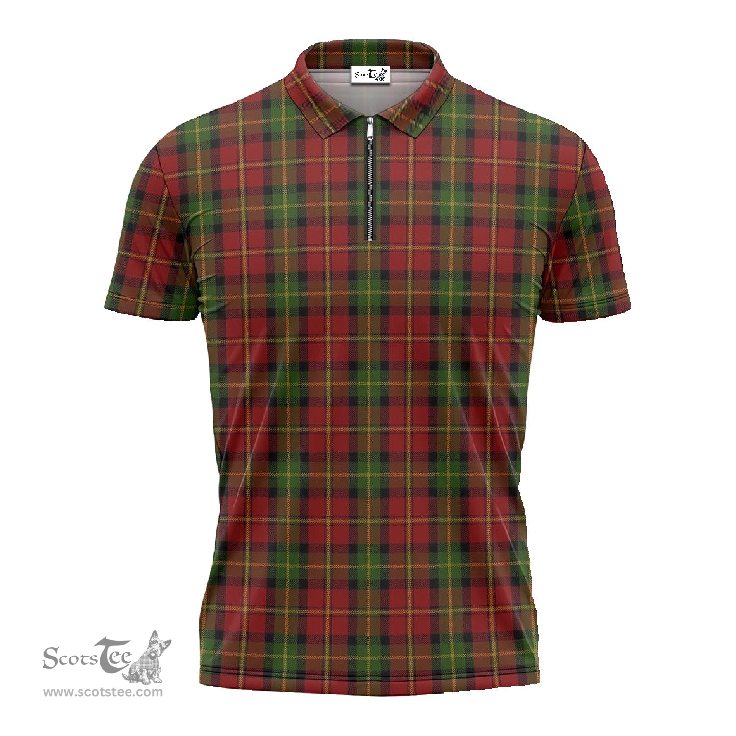 ScotsTee Shop Scottish Blackstock Red Dress Clan Tartan Zipper Polo Shirt