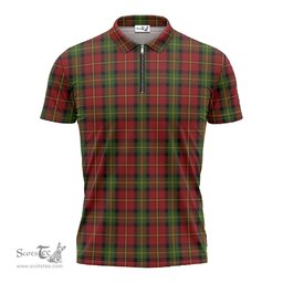 ScotsTee Shop Scottish Blackstock Red Dress Clan Tartan Zipper Polo Shirt