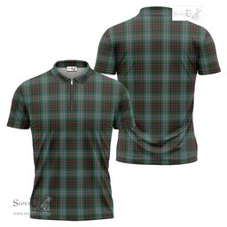 ScotsTee Shop Scottish Brodie Hunting Clan Tartan Zipper Polo Shirt