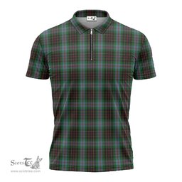ScotsTee Shop Scottish Brodie Hunting Clan Tartan Zipper Polo Shirt